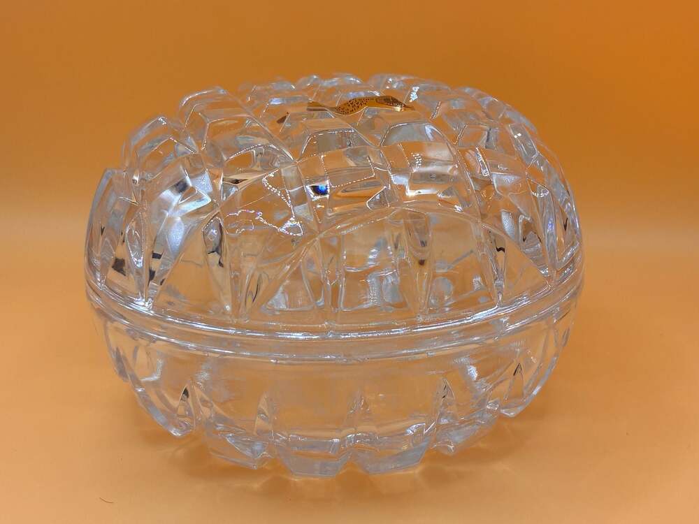 Vintage Nachtmann 24% Lead Crystal Deep Cut Lidded Trinket Box Candy Dish